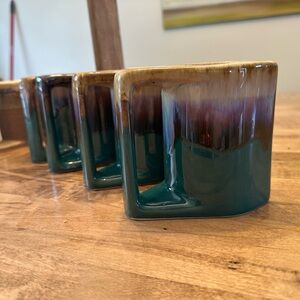 Rodolfo Padilla Vintage Elegant Two-Tone Ceramic Mugs - Teal and Brown